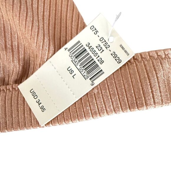 Aerie Bikini Shine Top Rib Plunge Bikini Top Horizon Tan Large NWT - Picture 5 of 5